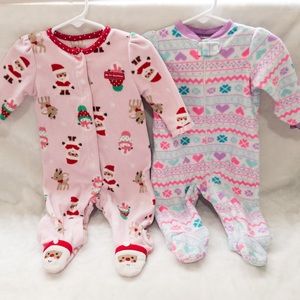Pair of winter footie pajamas